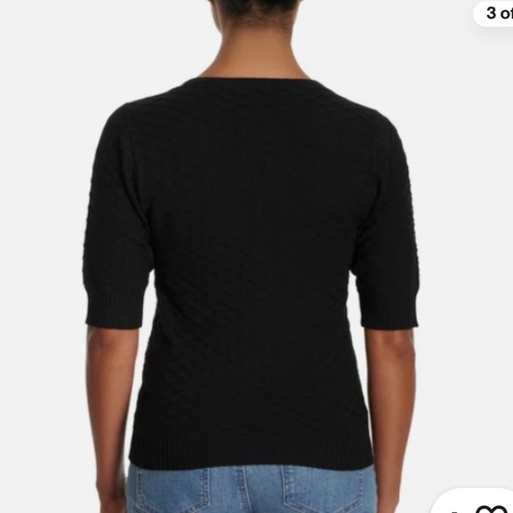 NWT Ella Moss Women's Elbow Sleeve black Sweater top fall spring butter soft - Picture 2 of 8